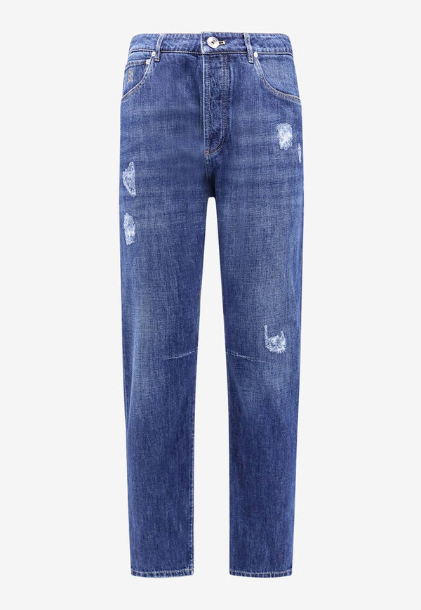 Brunello Cucinelli Distressed Straight Jeans Blue M0Z37X2340_C1468