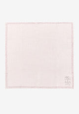 Brunello Cucinelli Logo Print Silk Pocket Square White MR8760091_CUM77