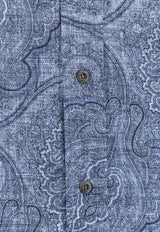 Brunello Cucinelli Paisley Jacquard Long-Sleeved Shirt  Blue MY6181718_C001