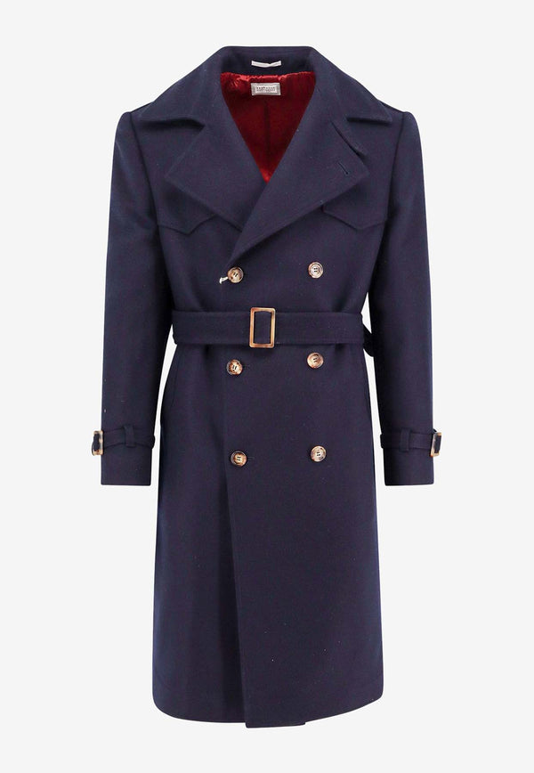 Brunello Cucinelli Double-Breasted Wool Coat Blue MY4419140_C0152