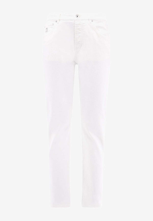 Brunello Cucinelli Logo Embroidered Straight Jeans White M277PX1290_C7210