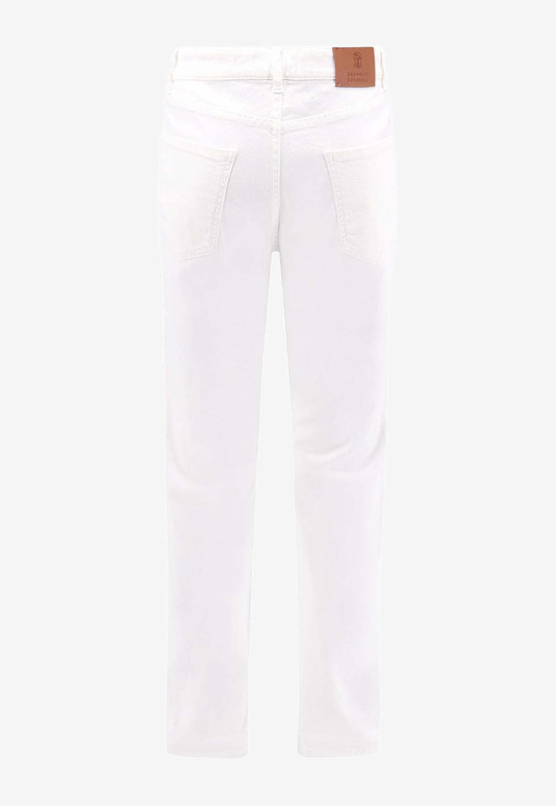 Brunello Cucinelli Logo Embroidered Straight Jeans White M277PX1290_C7210