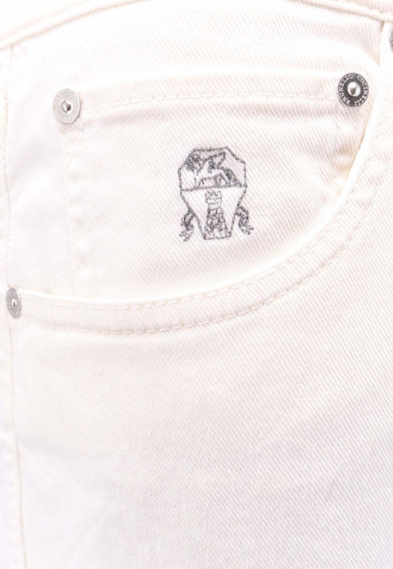 Brunello Cucinelli Logo Embroidered Straight Jeans White M277PX1290_C7210