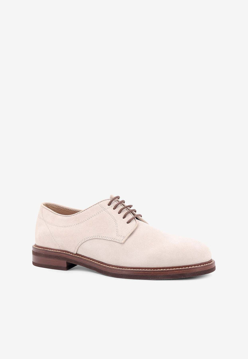 Brunello Cucinelli Suede Derby Shoes Oat MZUNICK771_C8291