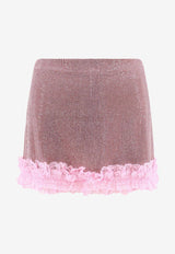 Self-Portrait Lace-Trimmed Crystal Mini Skirt Pink CK016SKAP_PINK