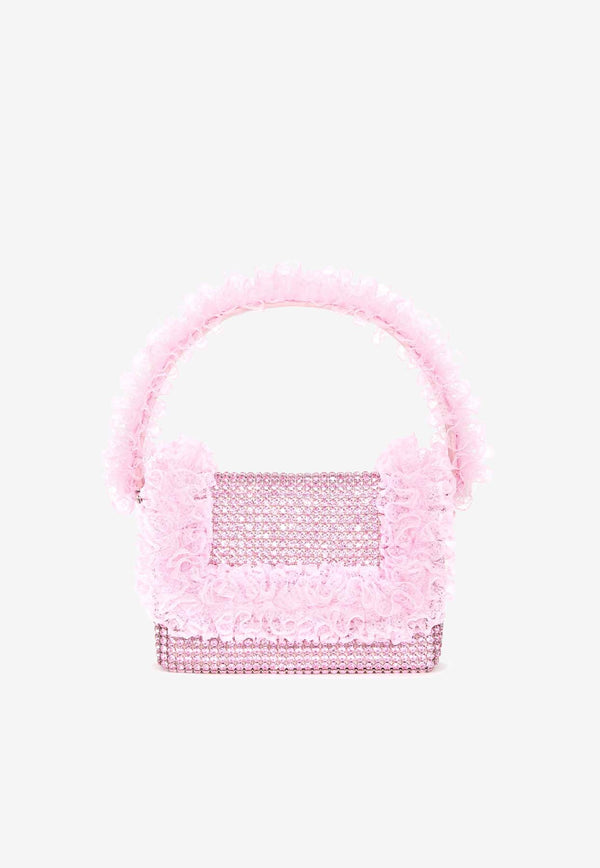 Self-Portrait Crystal Embellished Lace Handbag Pink CK301P_PINK