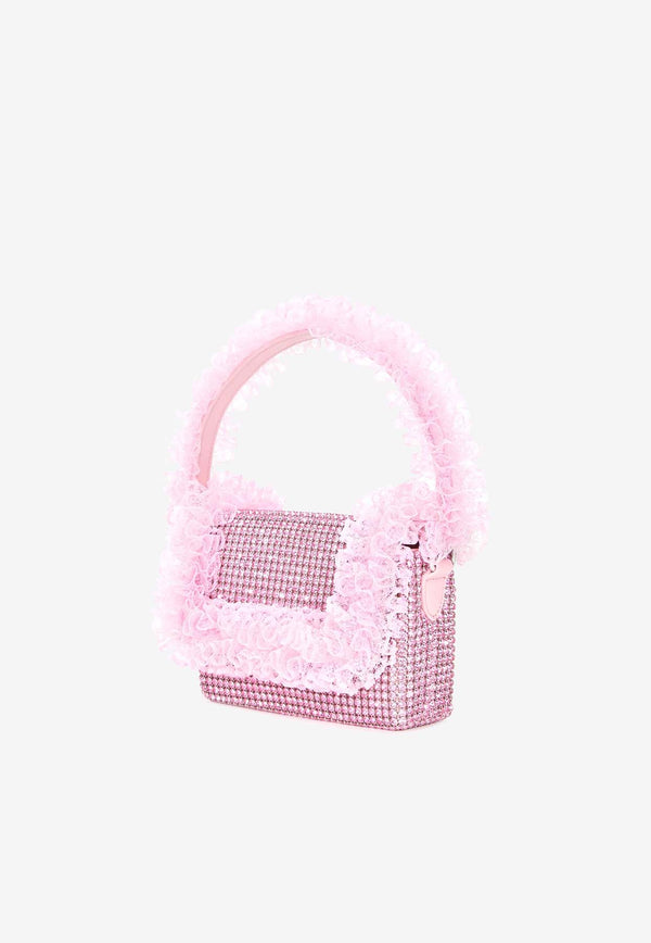 Self-Portrait Crystal Embellished Lace Handbag Pink CK301P_PINK