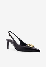 Dolce & Gabbana Lollo 60 DG Logo Slingback Pumps in Polished Leather Black CG0894A1037_80999