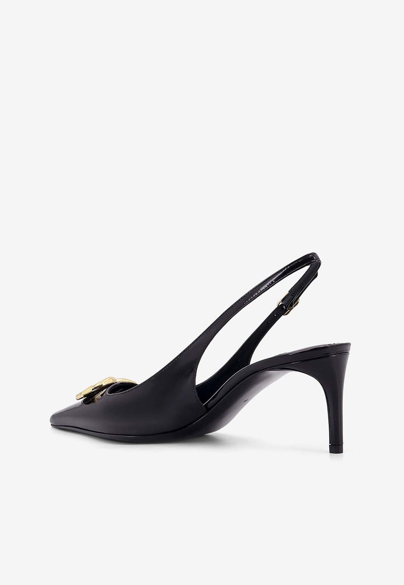 Dolce & Gabbana Lollo 60 DG Logo Slingback Pumps in Polished Leather Black CG0894A1037_80999