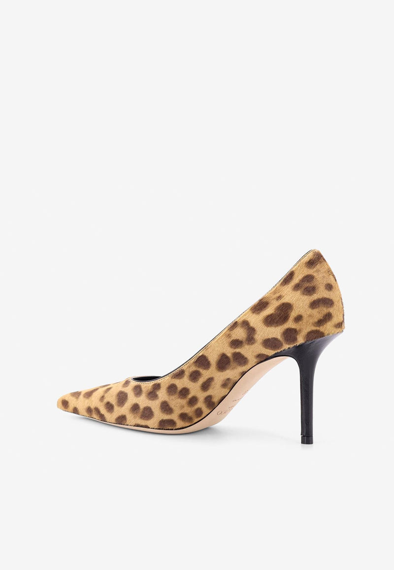 Jimmy Choo Love 85 Leopard Print Pony Hair Pumps Natural LOVE85LOP_NATURAL