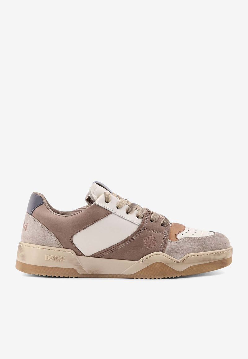 Dsquared2 Spiker Leather and Suede Low-Top Sneakers Beige SNM031509708189_M4047