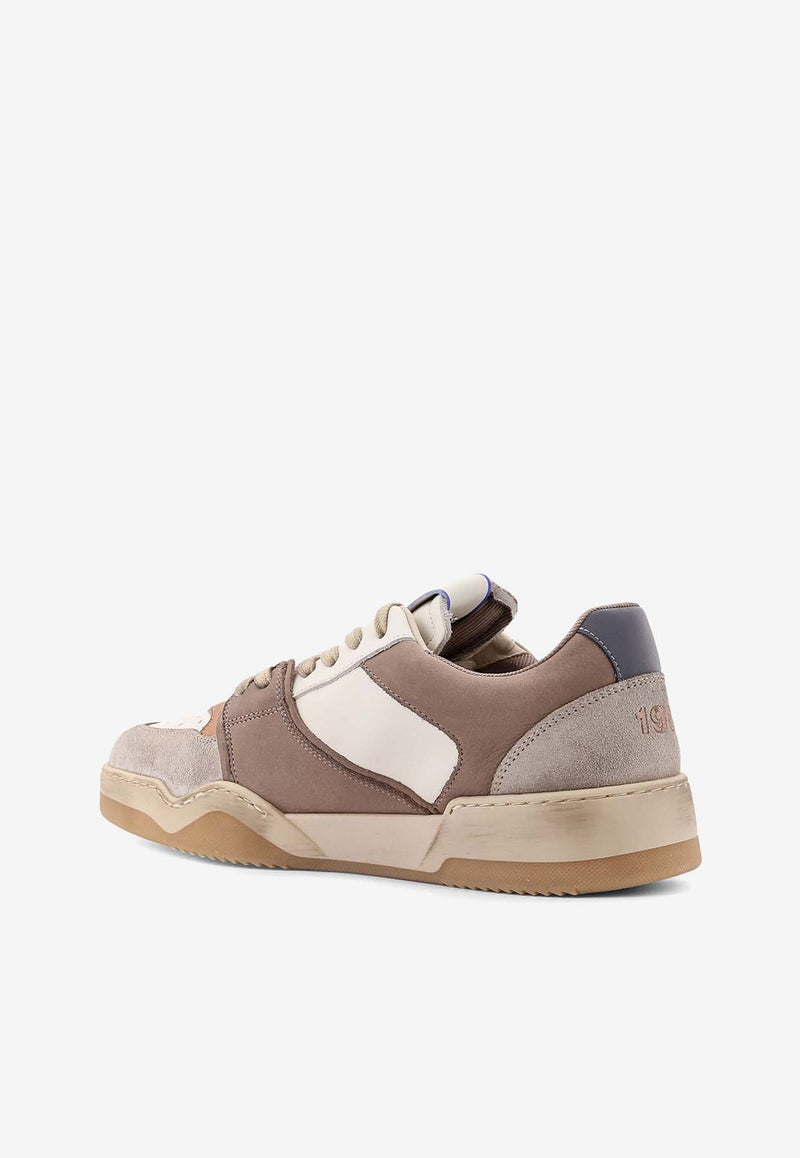 Dsquared2 Spiker Leather and Suede Low-Top Sneakers Beige SNM031509708189_M4047