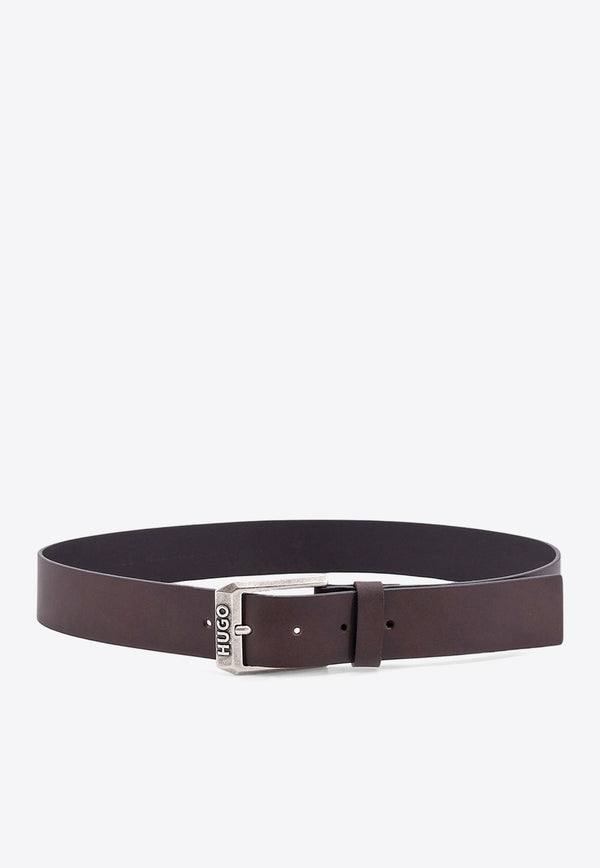 Hugo Boss Logo Plaque Leather Belt Brown 50480441_202