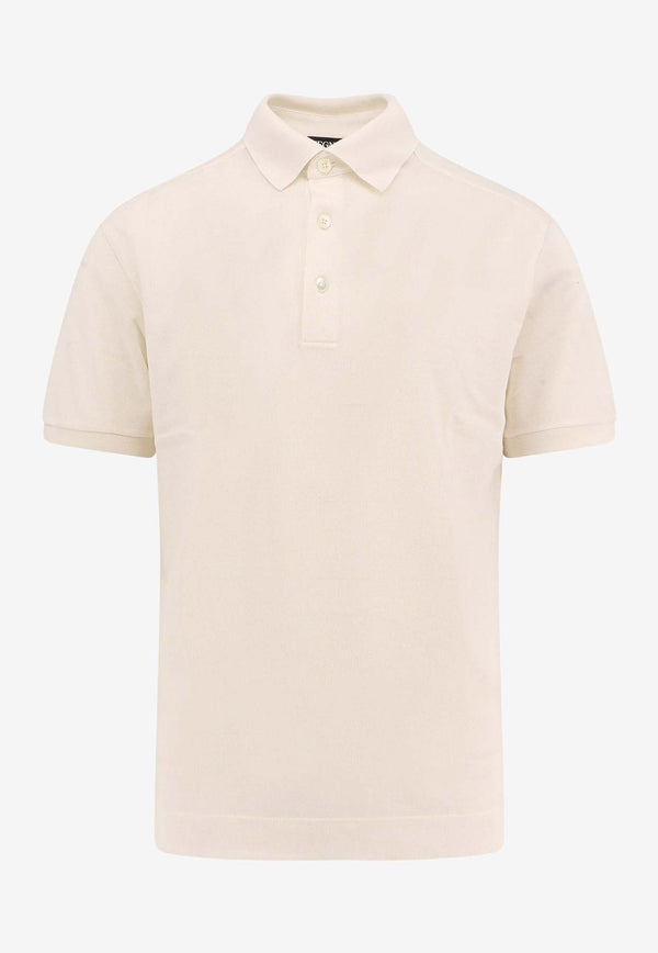 ZEGNA Short-Sleeved Polo T-shirt Cream UF341A9F786_N01