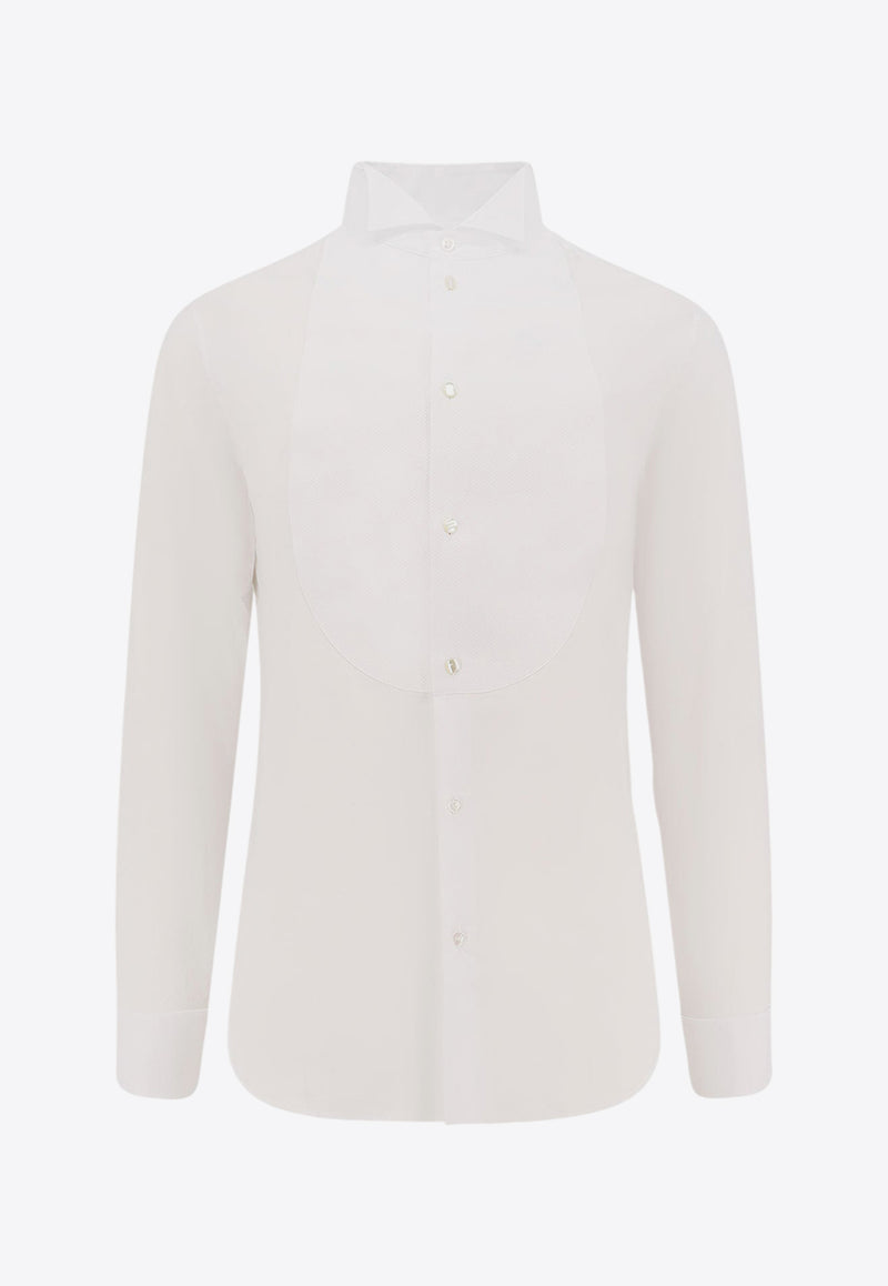 Giorgio Armani Plastron Button-Up Long-Sleeved Shirt White GM000476TE10075_U0002