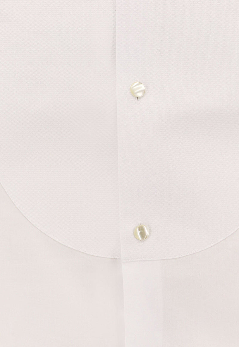 Giorgio Armani Plastron Button-Up Long-Sleeved Shirt White GM000476TE10075_U0002