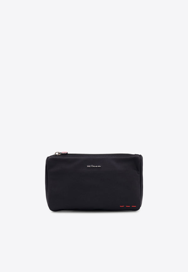 Kiton Ciro Paone Logo Plaque Zip Pouch Black UBA0087N01221_01