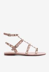 Valentino Rockstud Leather Flat SandalsPink 6W2S0A05VOD_P45