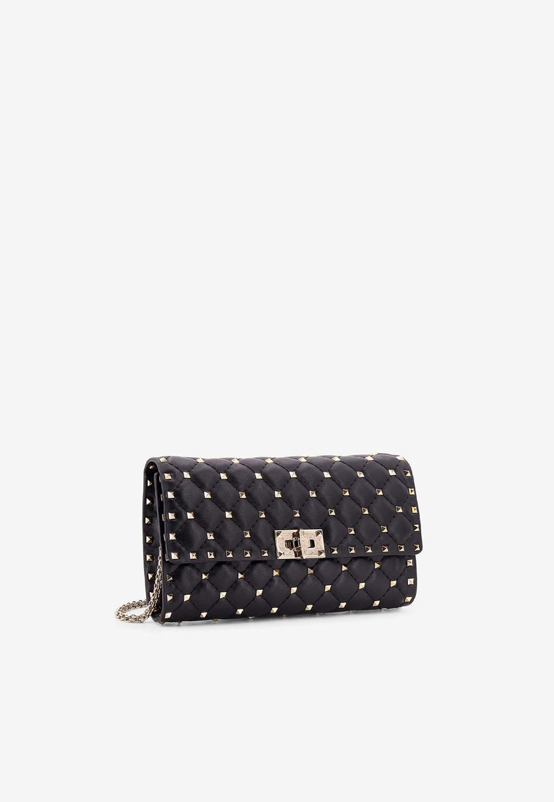 Valentino Rockstud Spike Nappa Leather Clutch Black 6W2B0137NAP_0NO