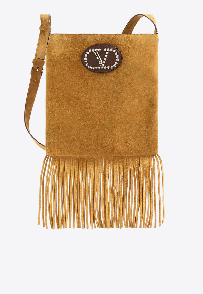 Valentino Nellcôte Suede Fringed Messenger Bag Brown 6Y2B0D26SZX_RG7