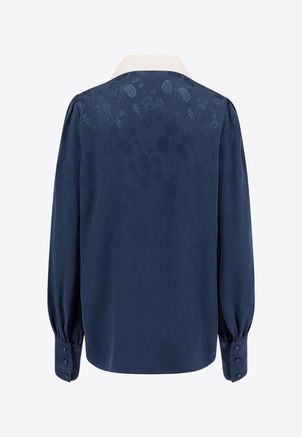 Valentino Printed Silk Shirt  Blue 6B3AB7A697C_D51