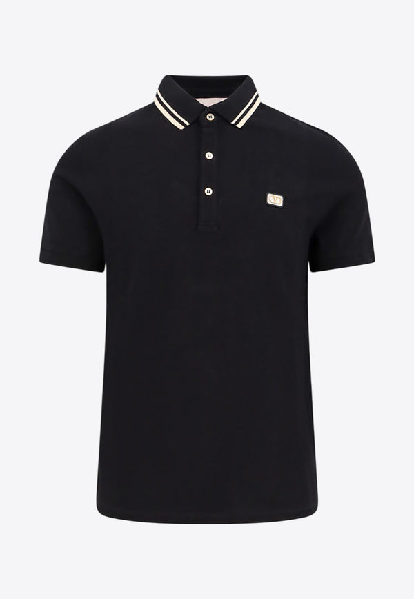 Valentino VLogo Patch Polo T-shirt Black 6V3MH01KAQK_0NO