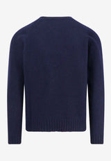 Valentino Embroidered VLogo Wool Sweater  Blue 6V3KC32RAQM_D51