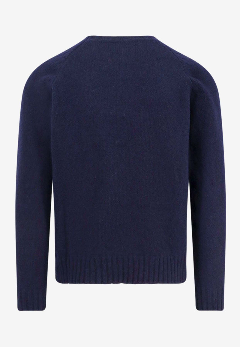 Valentino Embroidered VLogo Wool Sweater  Blue 6V3KC32RAQM_D51