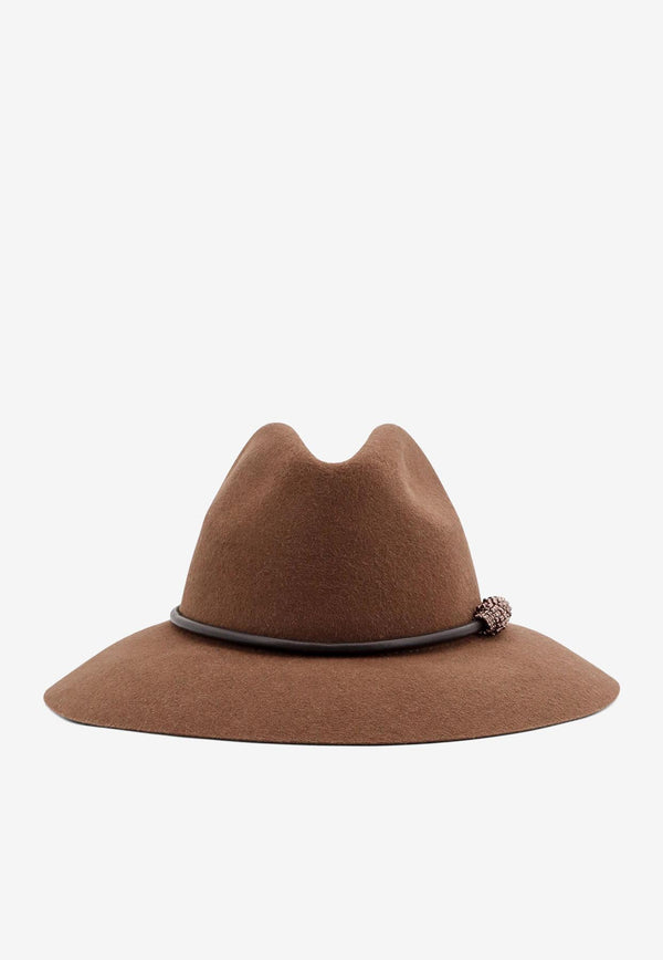 Brunello Cucinelli Leather Band Felted Fedora Hat Brown MCAP90041_CKT56