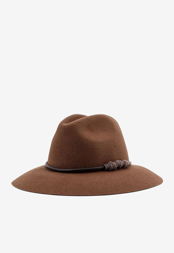 Brunello Cucinelli Leather Band Felted Fedora Hat Brown MCAP90041_CKT56