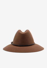 Brunello Cucinelli Leather Band Felted Fedora Hat Brown MCAP90041_CKT56