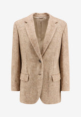 Brunello Cucinelli Single-Breasted Mélange Wool-Blend Blazer Beige M0BPT7011_CRG01