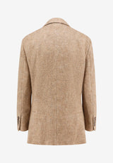 Brunello Cucinelli Single-Breasted Mélange Wool-Blend Blazer Beige M0BPT7011_CRG01