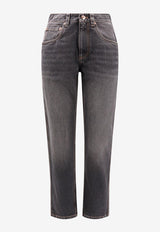 Brunello Cucinelli Washed Straight-Leg Jeans Gray MA095P5847_C8999