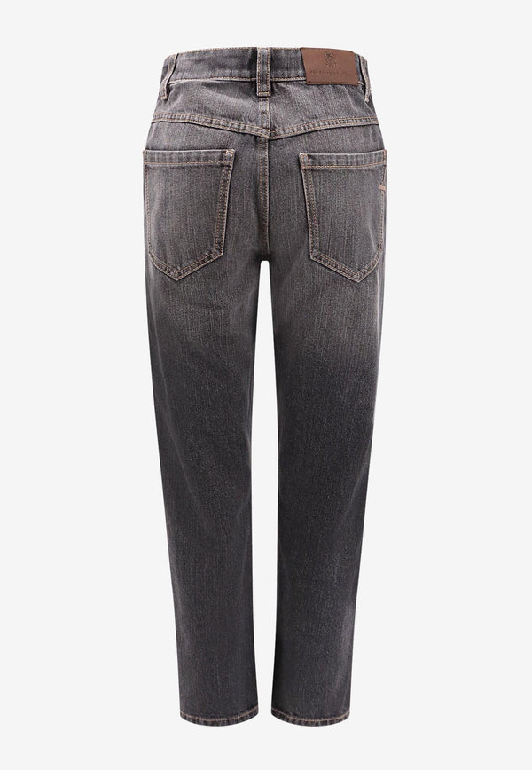 Brunello Cucinelli Washed Straight-Leg Jeans Gray MA095P5847_C8999