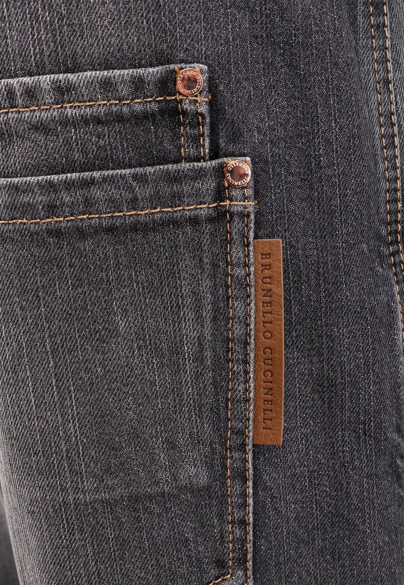 Brunello Cucinelli Soft Curve Washed Jeans Gray MA095P5932_C8999