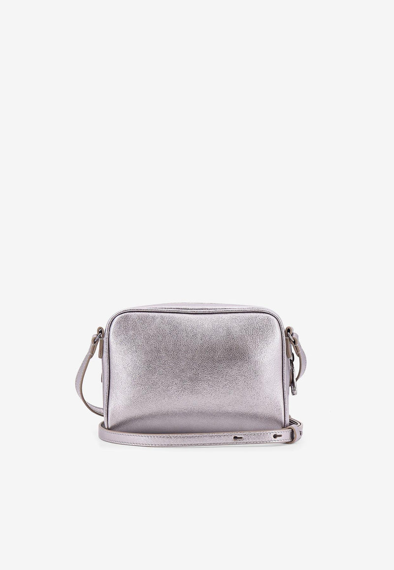 Brunello Cucinelli Boston Lamé Calfskin Crossbody Bag Gray MBLMD2630_C9105