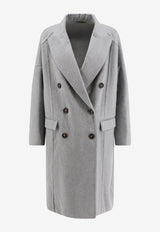 Brunello Cucinelli Double-Breasted Cashmere Coat Blue MD5039677_C008