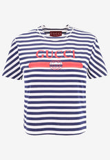 Gucci Vintage Logo Print Striped T-shirt Blue 789314XJGL9_9074