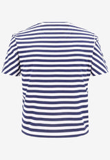 Gucci Vintage Logo Print Striped T-shirt Blue 789314XJGL9_9074