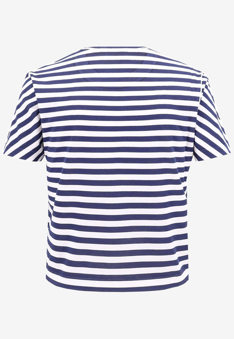 Gucci Vintage Logo Print Striped T-shirt Blue 789314XJGL9_9074