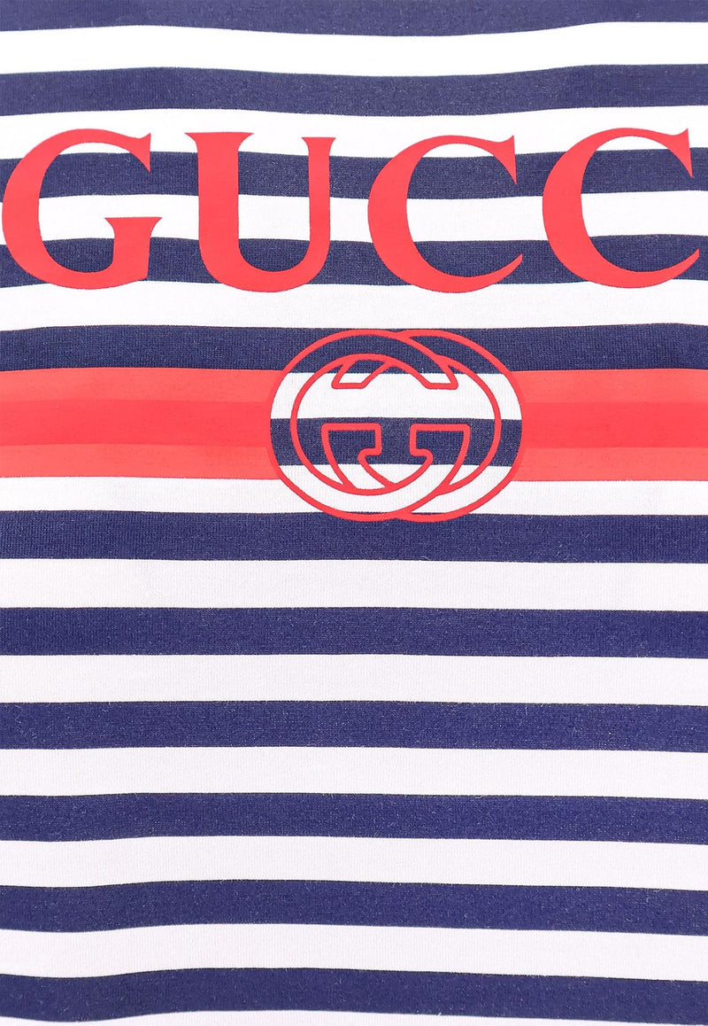 Gucci Vintage Logo Print Striped T-shirt Blue 789314XJGL9_9074