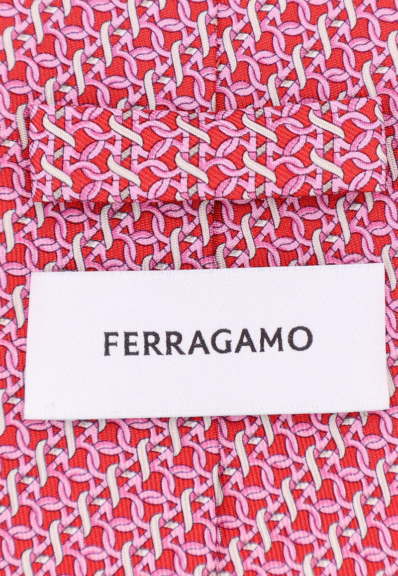 Salvatore Ferragamo Patterned Silk Tie Red 350785757580_ROSSO