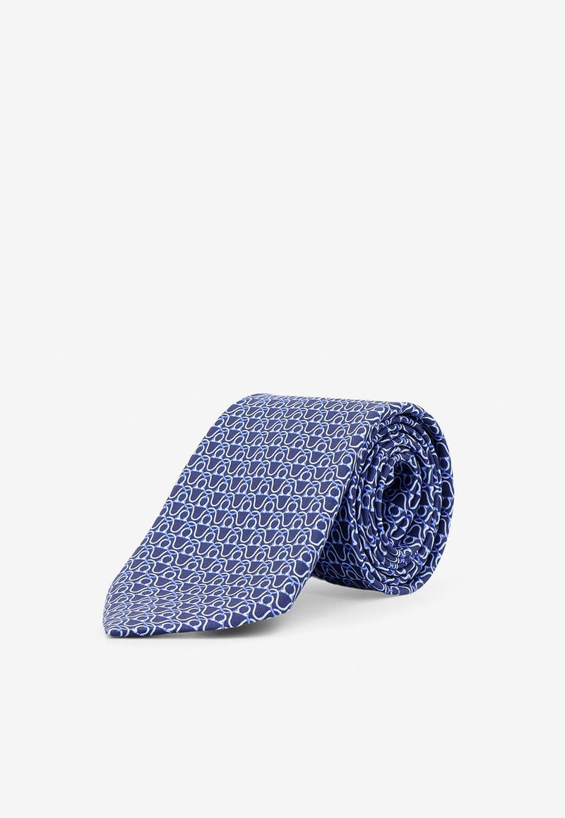 Salvatore Ferragamo Patterned Silk Tie Blue 350814757976_MARINE