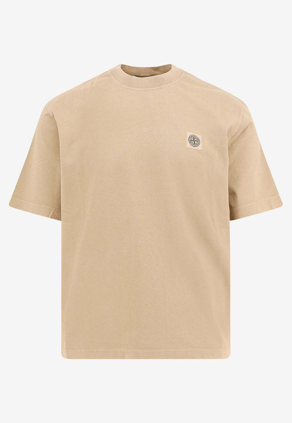 Stone Island Logo Patch Crewneck T-shirt Beige K1S152100034S0115_V0094