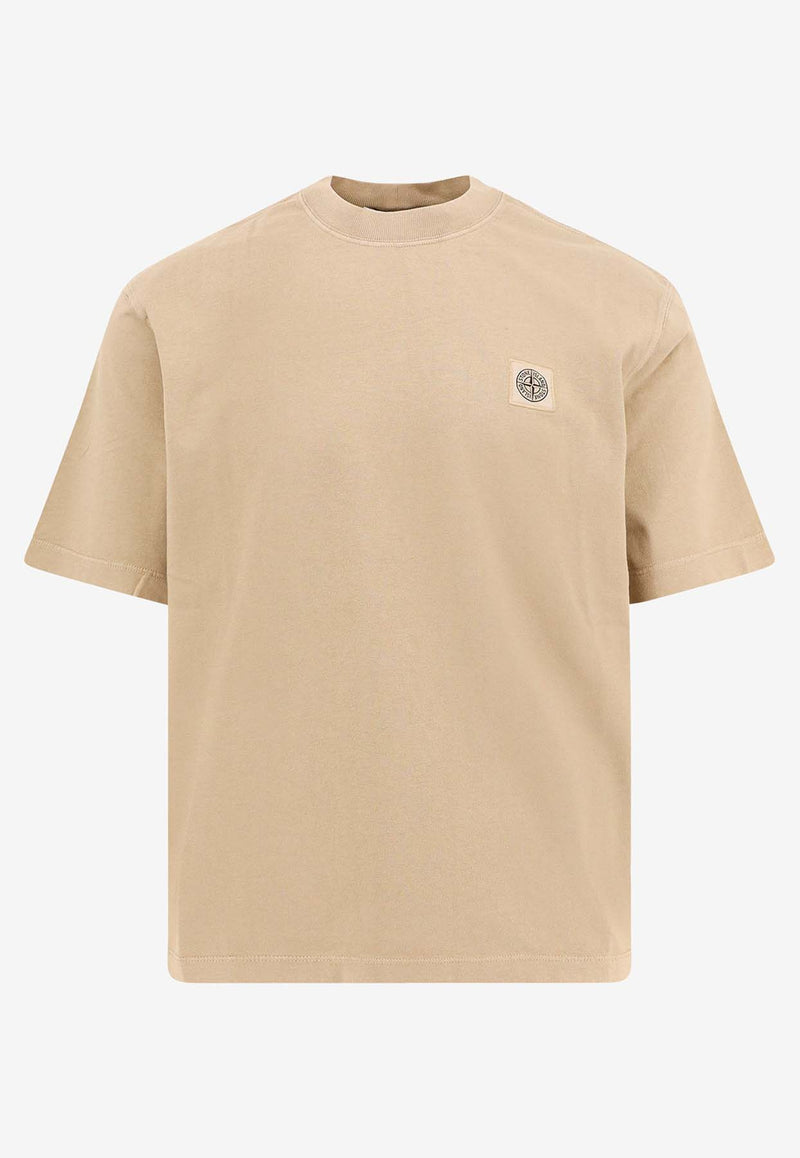 Stone Island Logo Patch Crewneck T-shirt Beige K1S152100034S0115_V0094