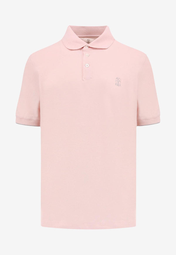 Brunello Cucinelli Embroidered Logo Polo T-shirt Pink ME8548788_CIZ64