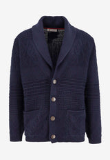 Brunello Cucinelli Shawl-Collar Buttoned Cardigan Blue M28505106_C2425