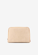 Brunello Cucinelli Leather Vanity Pouch Bag Beige MWIVBU202_CIL01