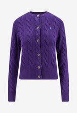 Polo Ralph Lauren Cable Knit Wool Cardigan Purple 211910443_016